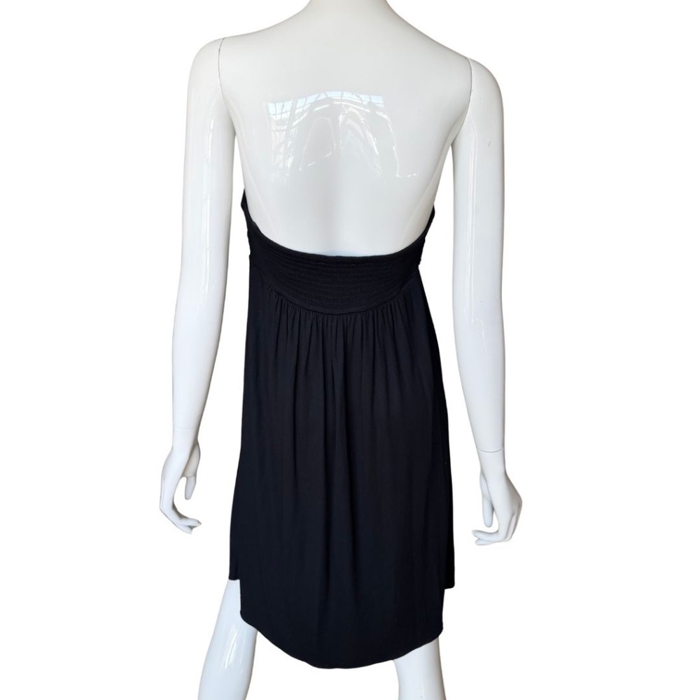 Express Black Braided Bandeau Top Knee Length Dress Smocked Back Size Medium - Picture 3 of 6